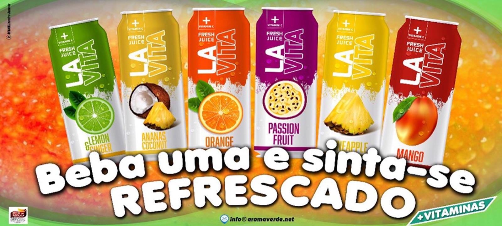 Aroma Verde, Beverages Refrigerant, La Vita, Kiambote And Mega Load Tonic Water, Luanda, Angola, Slider